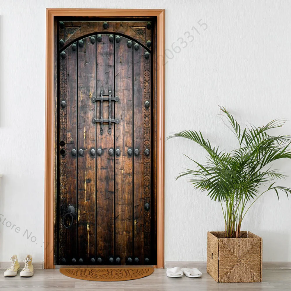 Metal Doors Wooden Door Sticker Mural Peel&Stick Wallpaper Self-adhesive Telephone Booth Decals Removable Pvc Waterproof Poster