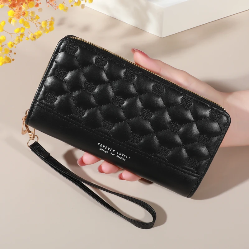 محفظة طويلة مبطنة للنساء ، قابض حول السحاب ، محفظة عملات معدنية ، فتحات بطاقات متعددة ، حقيبة هاتف محمول ، موضة #6