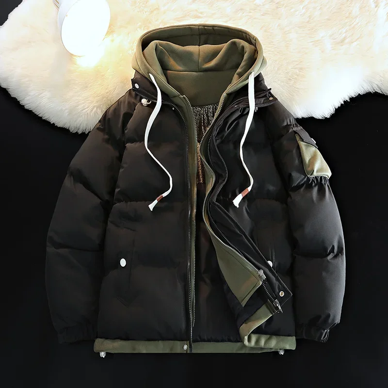 Men Trendy Student Parkas Puffer Jacket Winter Loose-fit Thickened Men Warm Cotton Coat Male New Winter Hood Coat mens