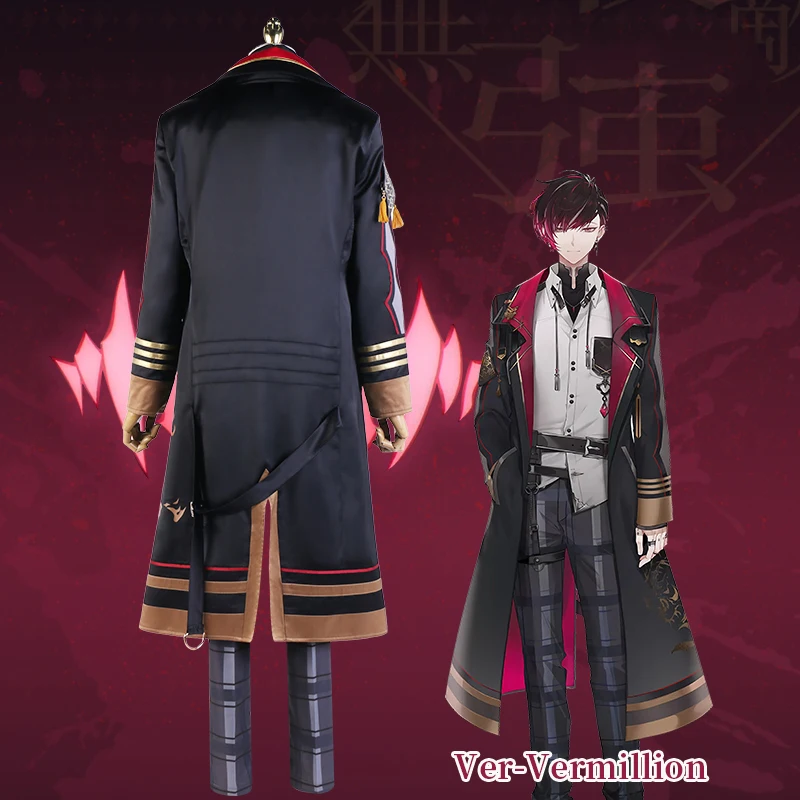 COS-HoHo Anime Vtuber Nijisanji XSOLEIL Ver Vermillion Game Suit Handsome Uniform Cosplay Costume Halloween Party Outfit