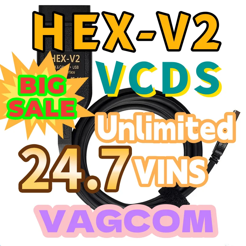 

OBD2 VCDS V2 car diagnostic tool cable USB interface, suitable for Volkswagen Audi Skoda HEX V2 car cable diagnostic instrum