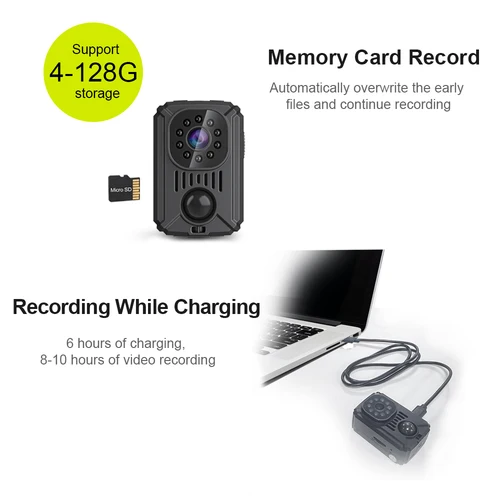 Imagen 2 del producto Minicámara Digital portátil de 1080P, videocámara de policía desgastada, cuerpo pequeño, visión nocturna, DV, videocámara en miniatura, en espera, 90 días