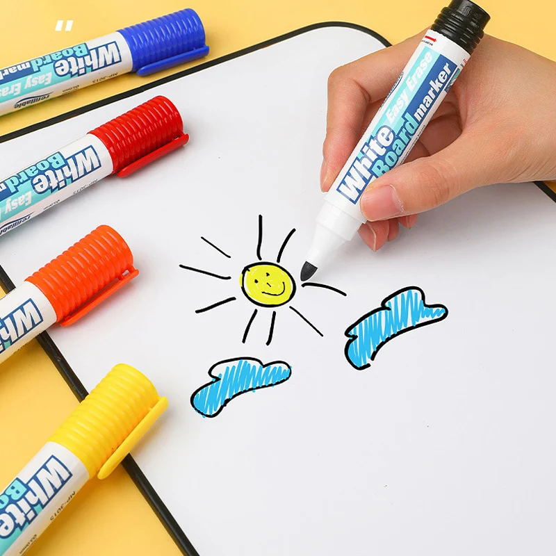 علامات السبورة البيضاء 4/8 ألوان مع ممحاة السبورة المغناطيسية علامات رسم ملونة قابلة لإعادة الملء وقابلة للغسل للاستخدام المكتبي المدرسي #5