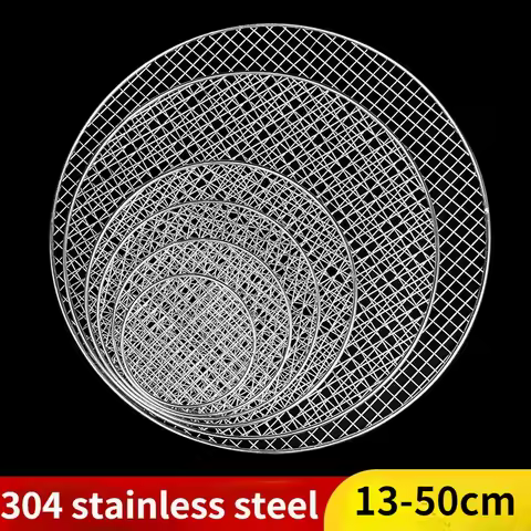 304 Stainless Steel round BBQ Grill Mesh Home Roast Nets Bacon Tool Iron barbecue accessories non-stick Mat Grid