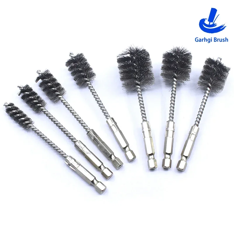 

1/4 Hex Shank Power Drill Wire Brush of Stainless Steel Twisted-in-Wire Bore Cleaning Deburring Polishing Hand Tools Metal
