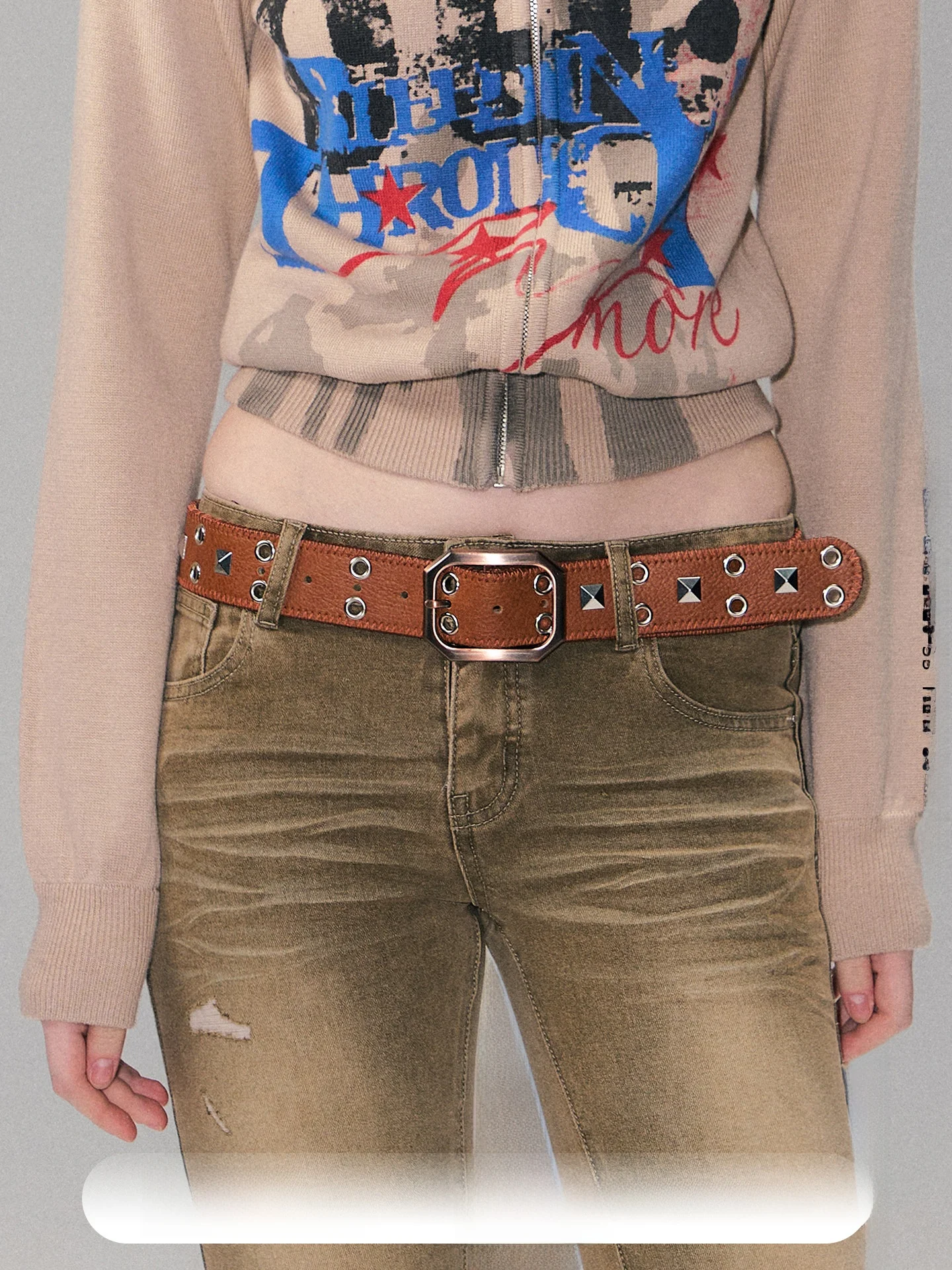 brown-retro-spicy-girl-waist-belt-simple-denim-belt-the-nevermore-brand-rivet-buckle-unisex-spring-2026-exclusive-design