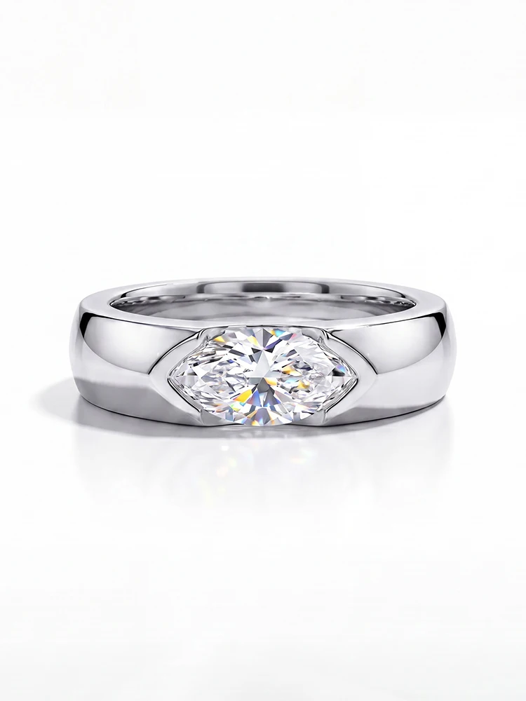 Modischer Echter 1CT Marquise Moissanit Diamant Ehering 925 Sterling Silber Verlobungsringe für Frauen Geschenk Feiner Schmuck