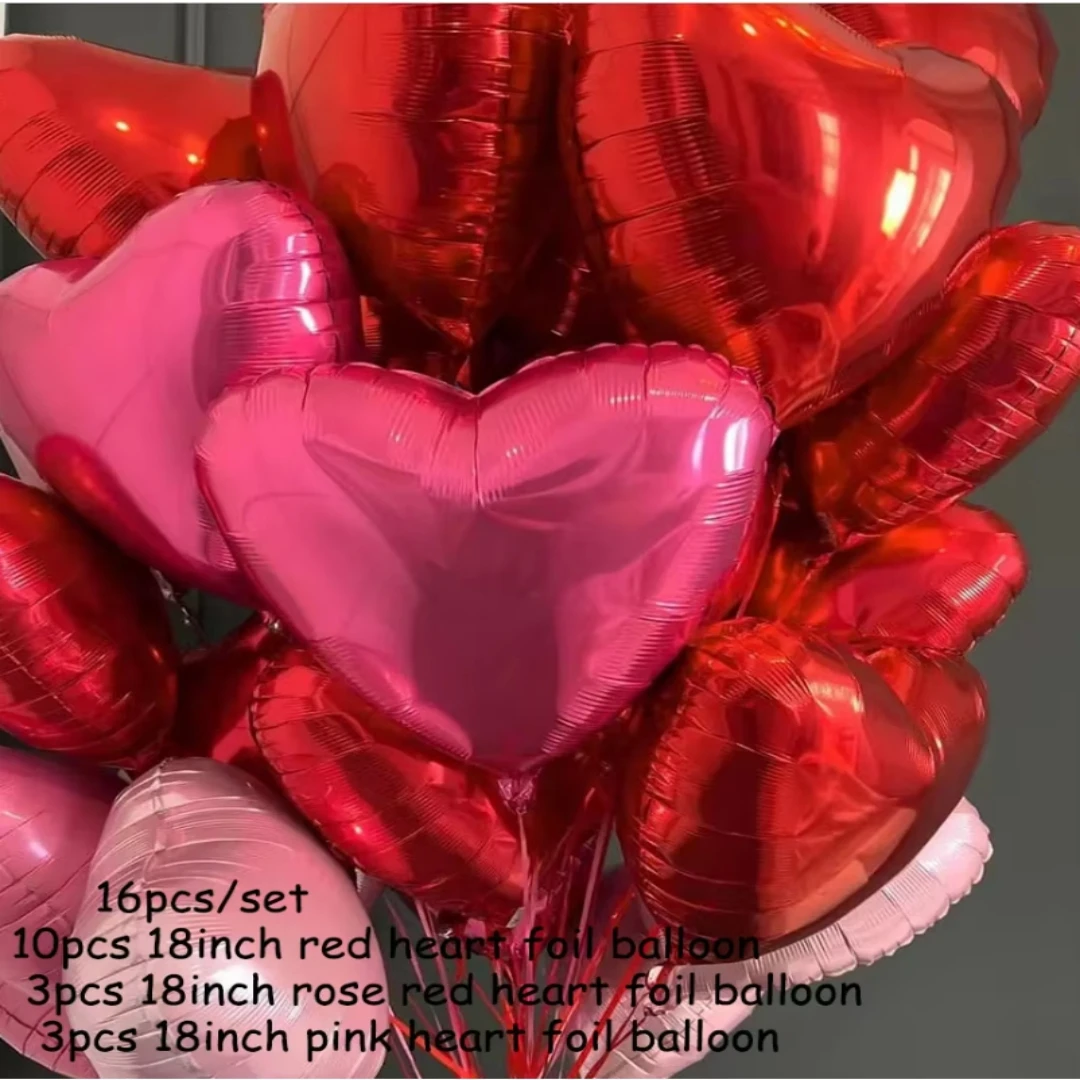 16 Stücke Rote 18 zoll Herzförmige Folienballons Hochzeit Geburtstag Vorschlagen Hochzeit Party Dekorationen Aluminiumfolie Luftbälle Globos