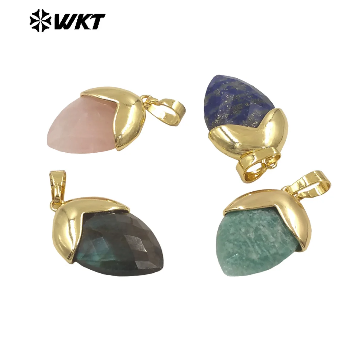 

WT-P2016 New High Quality Tiny Natural Gemstone Pendant With Real Gold Plated For Women Precious Gifts