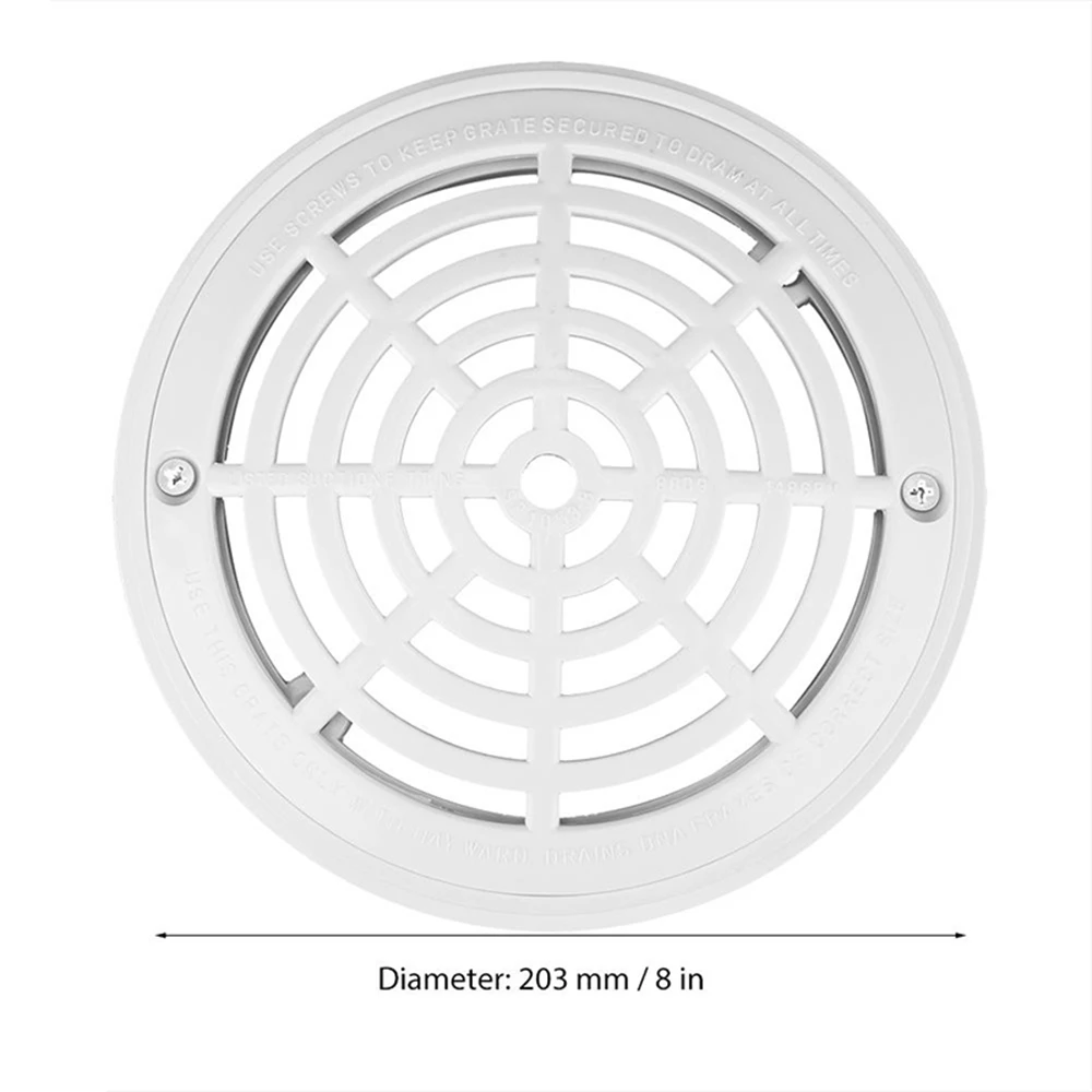 2 Pcs 8 Inch Swimming Pool Main Drain Cover Suitable for Ground Swimming Pool Accessories, Pool Drain Cover with Screws