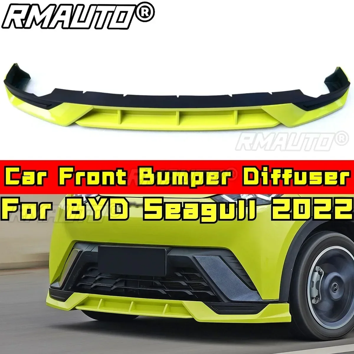 For BYD Seagull 2022 Body Kit Front Bumper Spoiler Glossy Black-Green DC Style Bumper Guard Cover Car Accessories