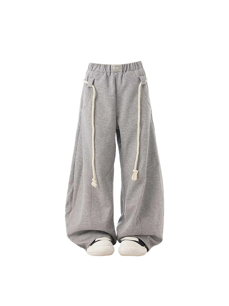 Women's Grey Pants Baggy Aesthetic Oversize Pants Harajuku Sweatpants Japanese 2000s Style Y2k Vintage Trousers Trashy Clothes