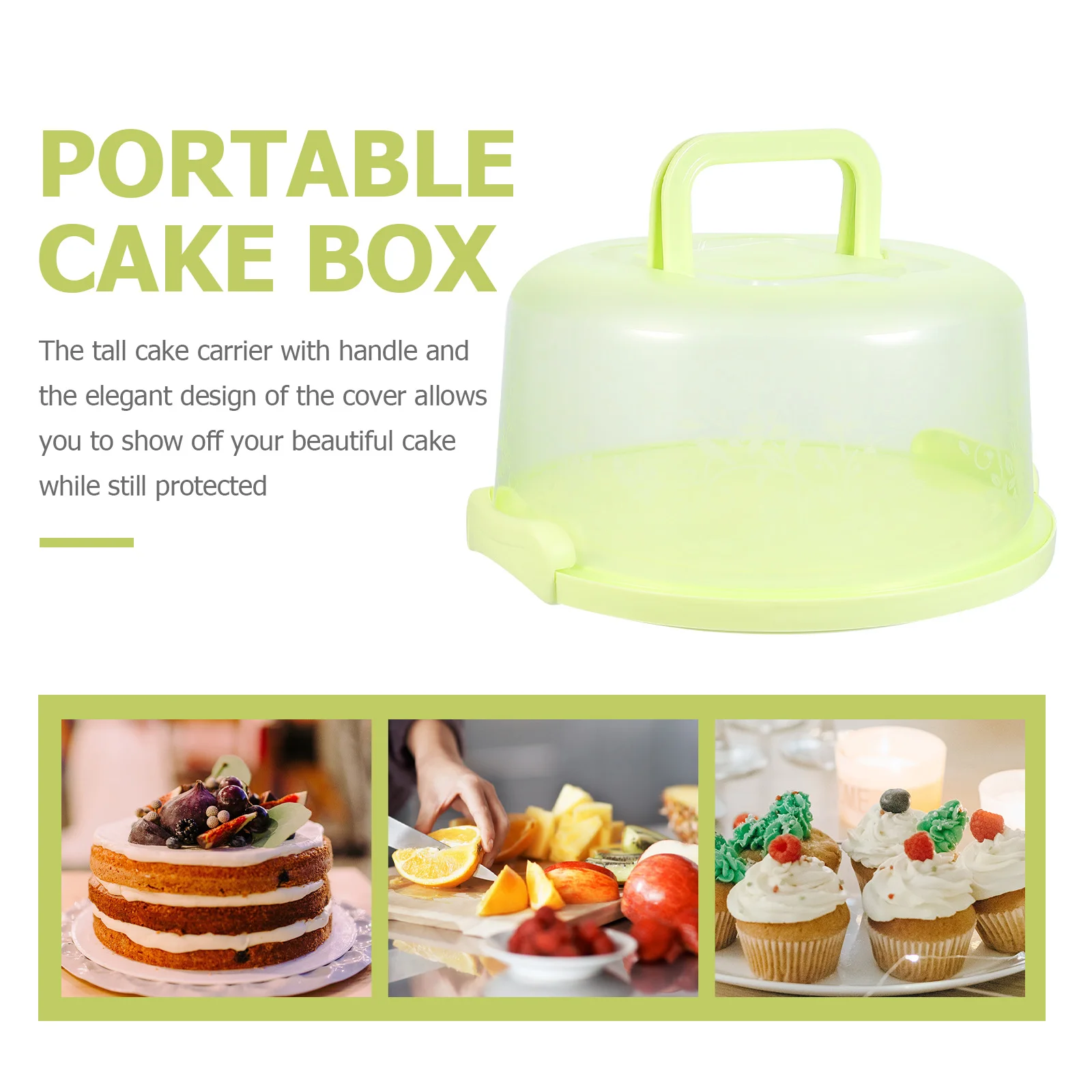 

Cake Box Carrier Airtight Lids Food Storage Container Cupcake Holder Gift Travel Sturdy Clamps Hygienic Practical PP Material