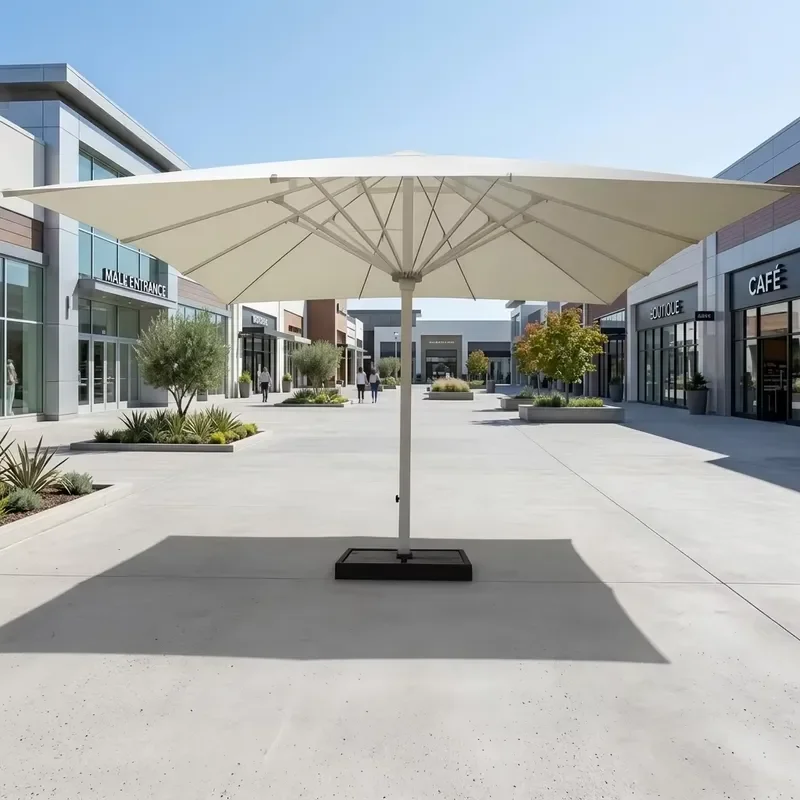5X5M Square Heavy Double Layers Parasol UV Resistant Fiberglass Frame Wide Cross Base for Plaza Commercial Outdoor Shade