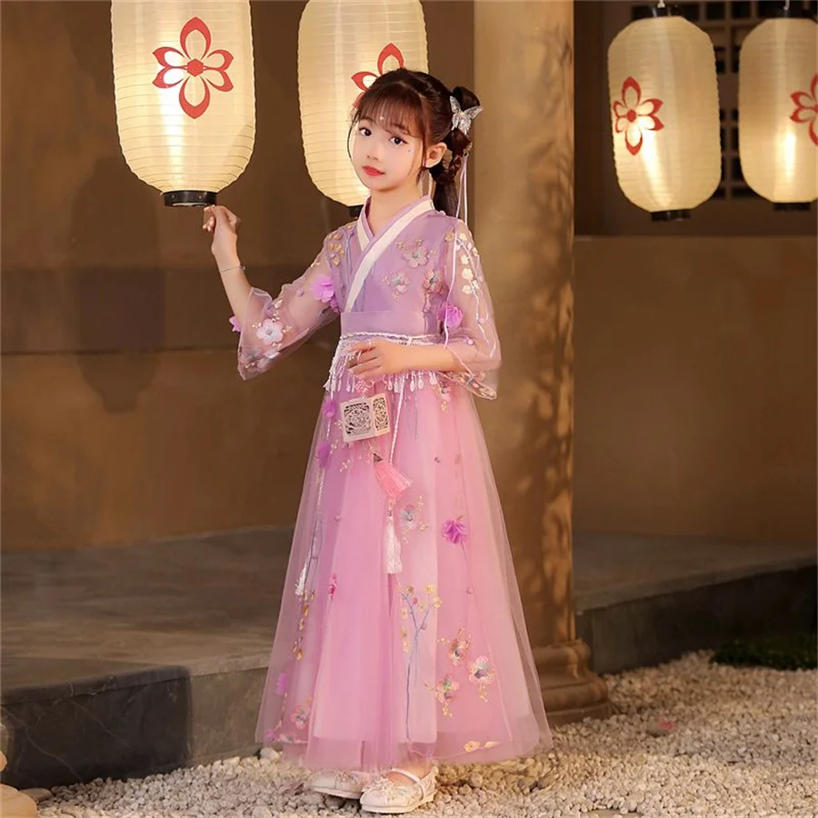 Cinese Hanfu ragazza bambini costumi Cosplay pizzo bambina vestito principessa Tang vestito bambini ragazza Hanfu vestito tradizionale cinese