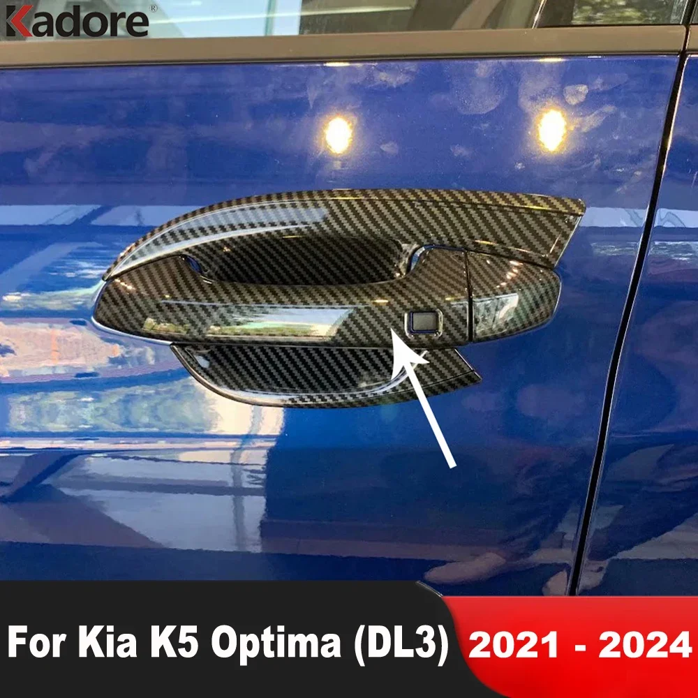 

For Kia K5 Optima 2021 2022 2023 2024 Carbon Fiber Car Door Handle Cover Trim Side Door Handles Catch Cap Overlay Accessories