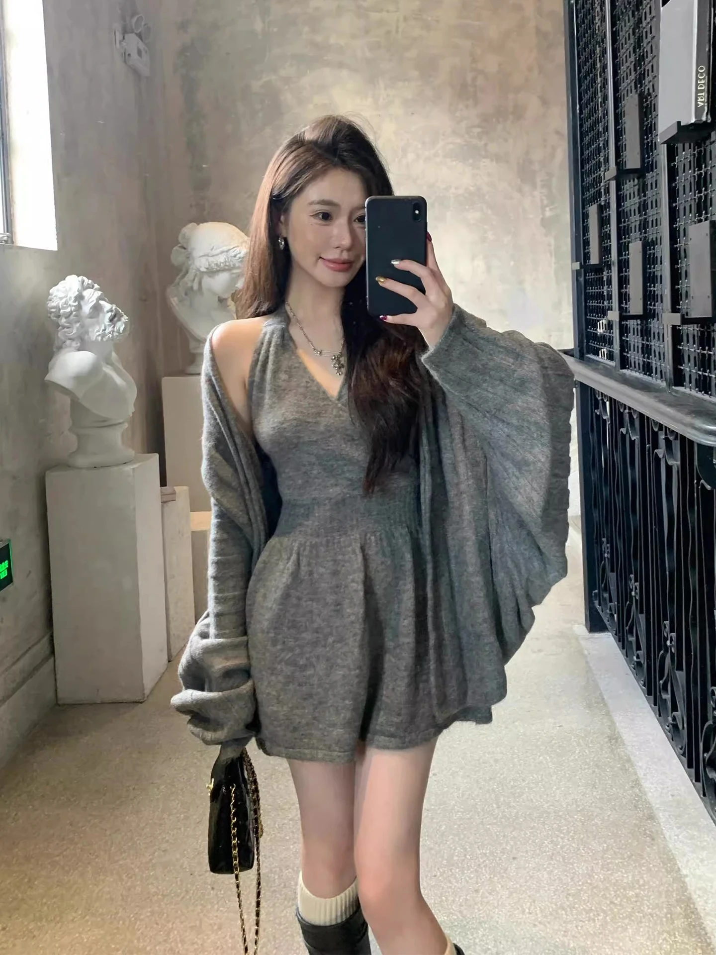 Gilet in Neline sexy lavorato a maglia chic Dr maglione cardigan aperto in puro colore da donna Capispalla Autunno Faion Set Pendolari Sle