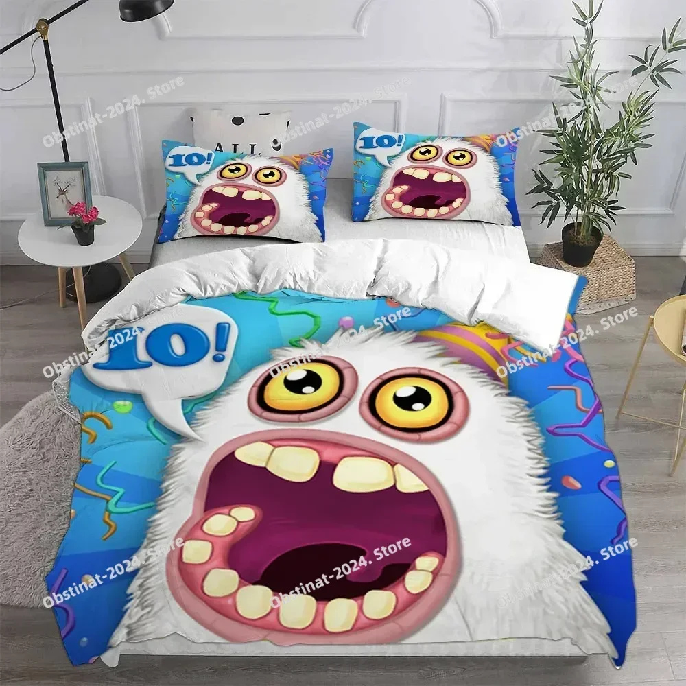 Anime My Singing Monsters Video Game Cartoon Bedding Set Print With Pillowcase Duvet Cover Soft Single Double Queen Super King