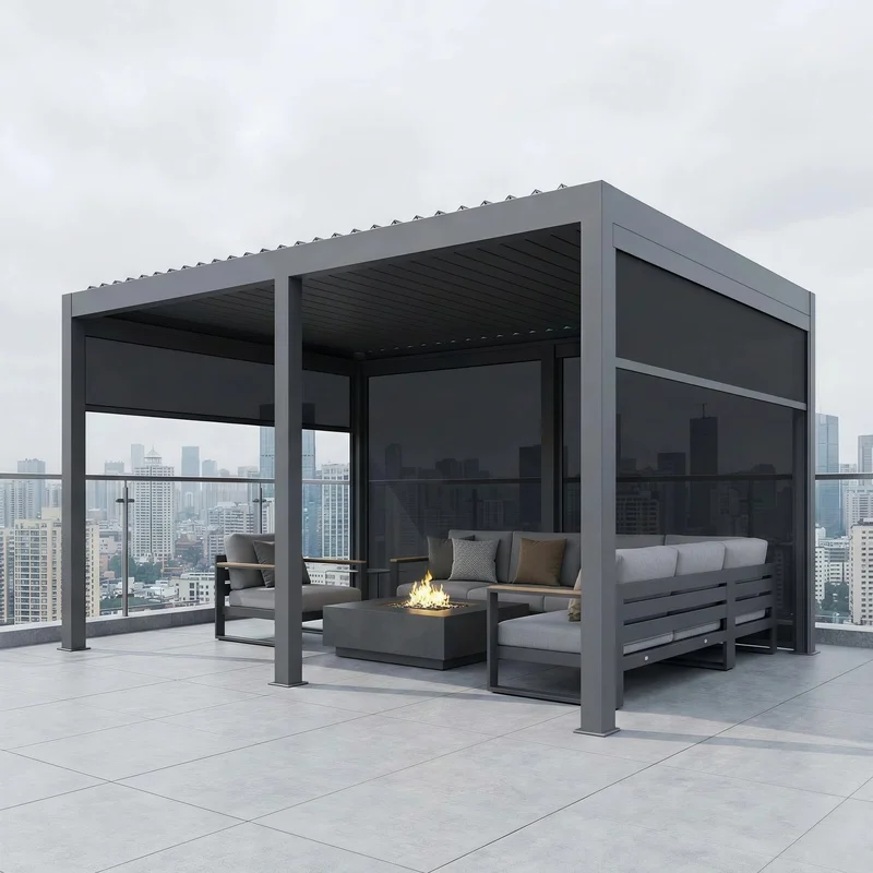 Heavy Duty-Grade Wind Resistant Aluminum Pergola Reinforced Corner Structure Anti-Waterproof Eco-Friendly
