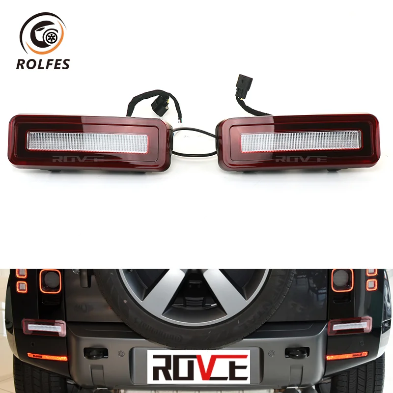 

ROLFES 2x For Land Rover Defender 2020-2023 L630 Reverse Brake Light Rear Bumper Reflector Fog Taillights Warning Lamp Bulb