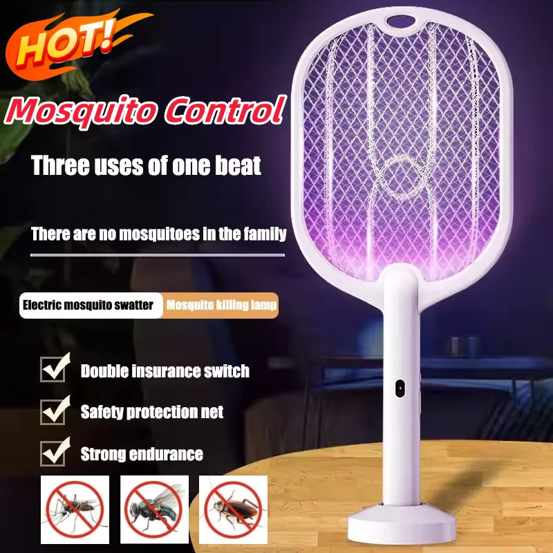 

3-in-1 Electric Mosquito Swatter Rechargeable Foldable Mosquito Killer Lamp Swatter Automatic Mosquito Lure RepellentLamp New
