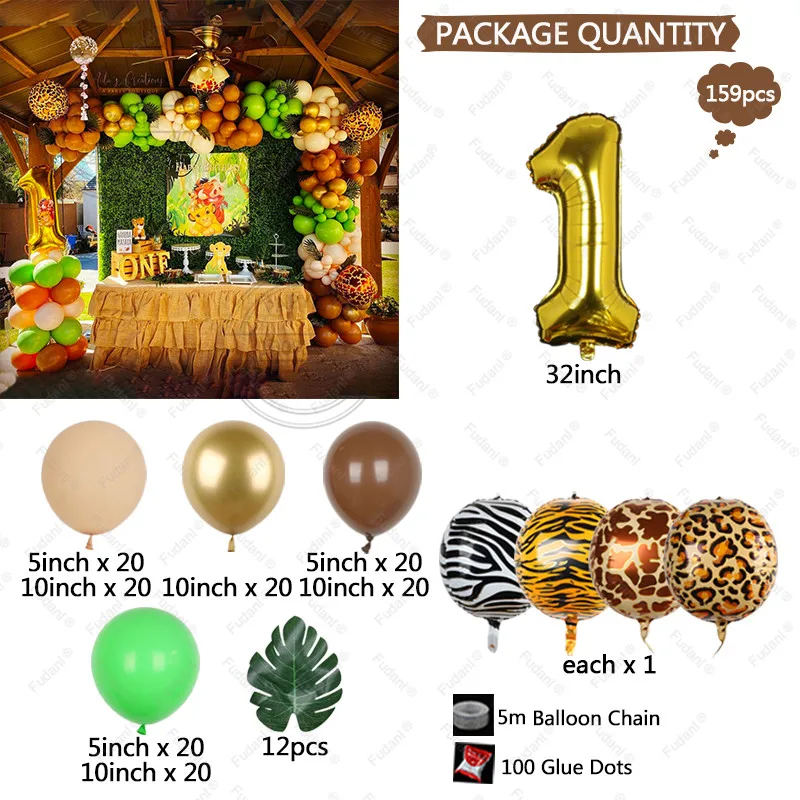 Disney Lion King Jugle Safari Forest Green Balloons Garland Arch Kit 1 2 3th Kids Birthday Baby Shower Party Decorations 4D Ball