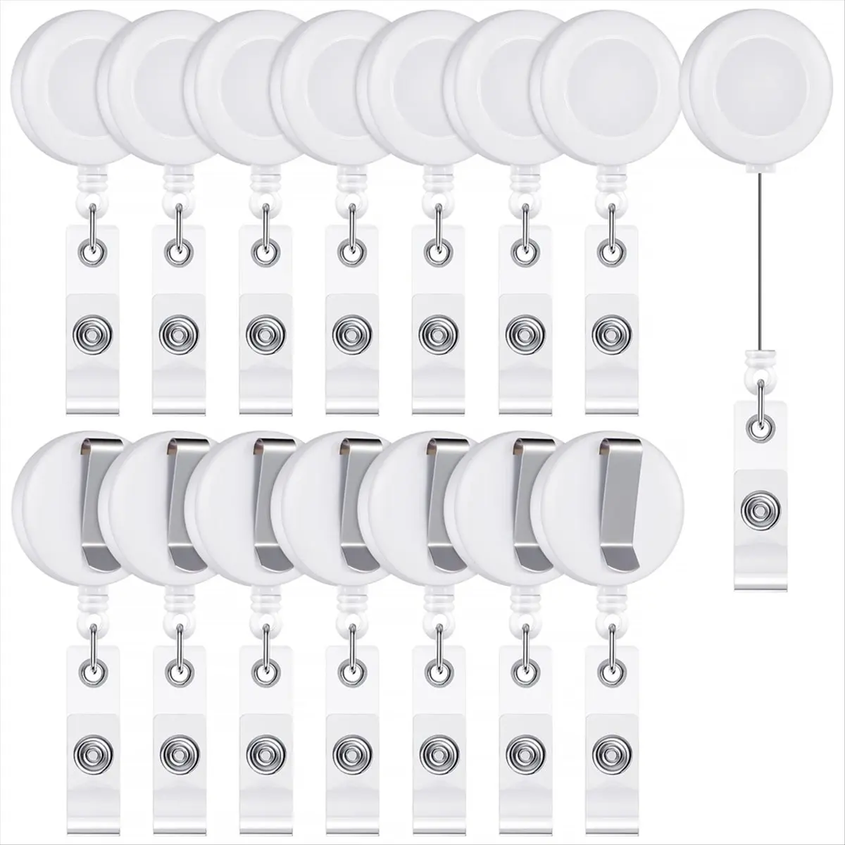 ABNQ 100 PCS Retractable Badge Reel Clips ID Card Holder Reel with Metal Belt Clip for Hanging Cards Key Chains,C