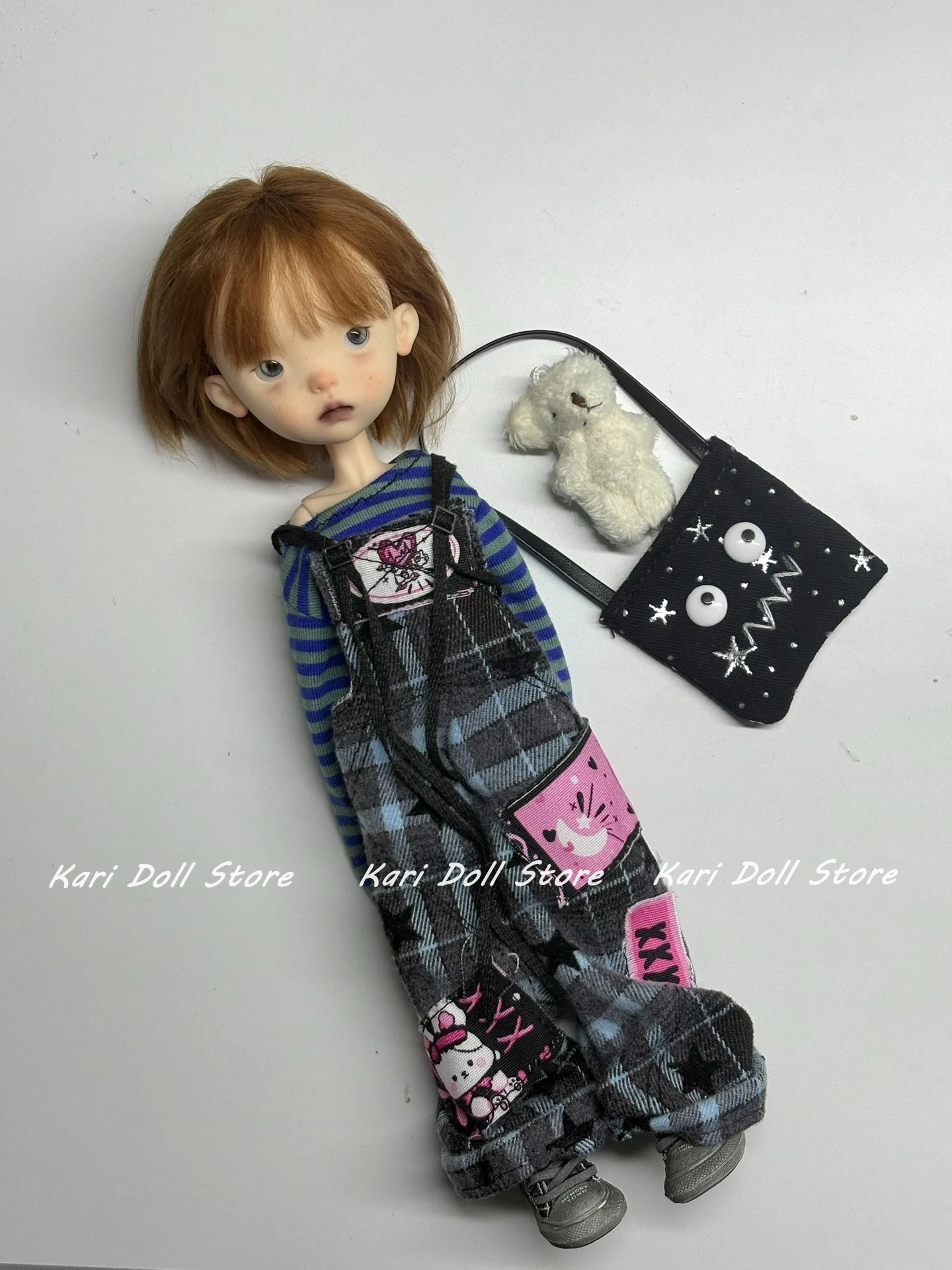 

2026 Kari Doll Clothes and skirts Striped Long-Sleeve Overall Lead Singer Outfit for Landazz Landoudou Doll