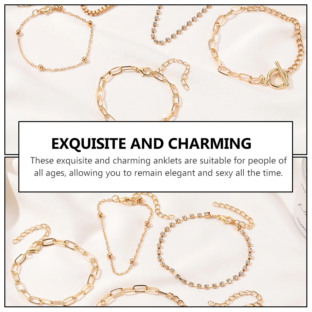 

10 Pcs Bracelet and Anklet Set Chain Fashion Creative Bohemian Style Foot Jewelry