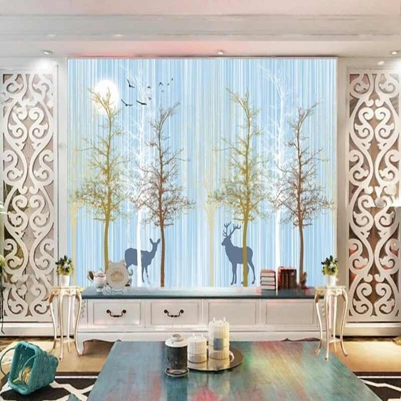 

Простой и современный скандинавский элитный лесной олень ТВ, роскошный домашний диван, спальня, фон, настенная живопись