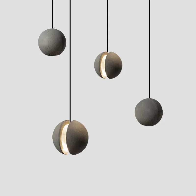 Modern Cement Led Pendant Lamp Nordic Planet Hanging Light For Bedroom Parlor Dining Room Decor Creative Stone Suspension Light