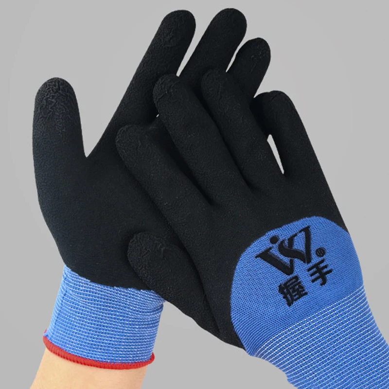 1pairs Winter Warm Tire Rubber Wear-resistant Anti-slip Labor Protection Gloves Nitrile Gloves Construction Gardening Gloves