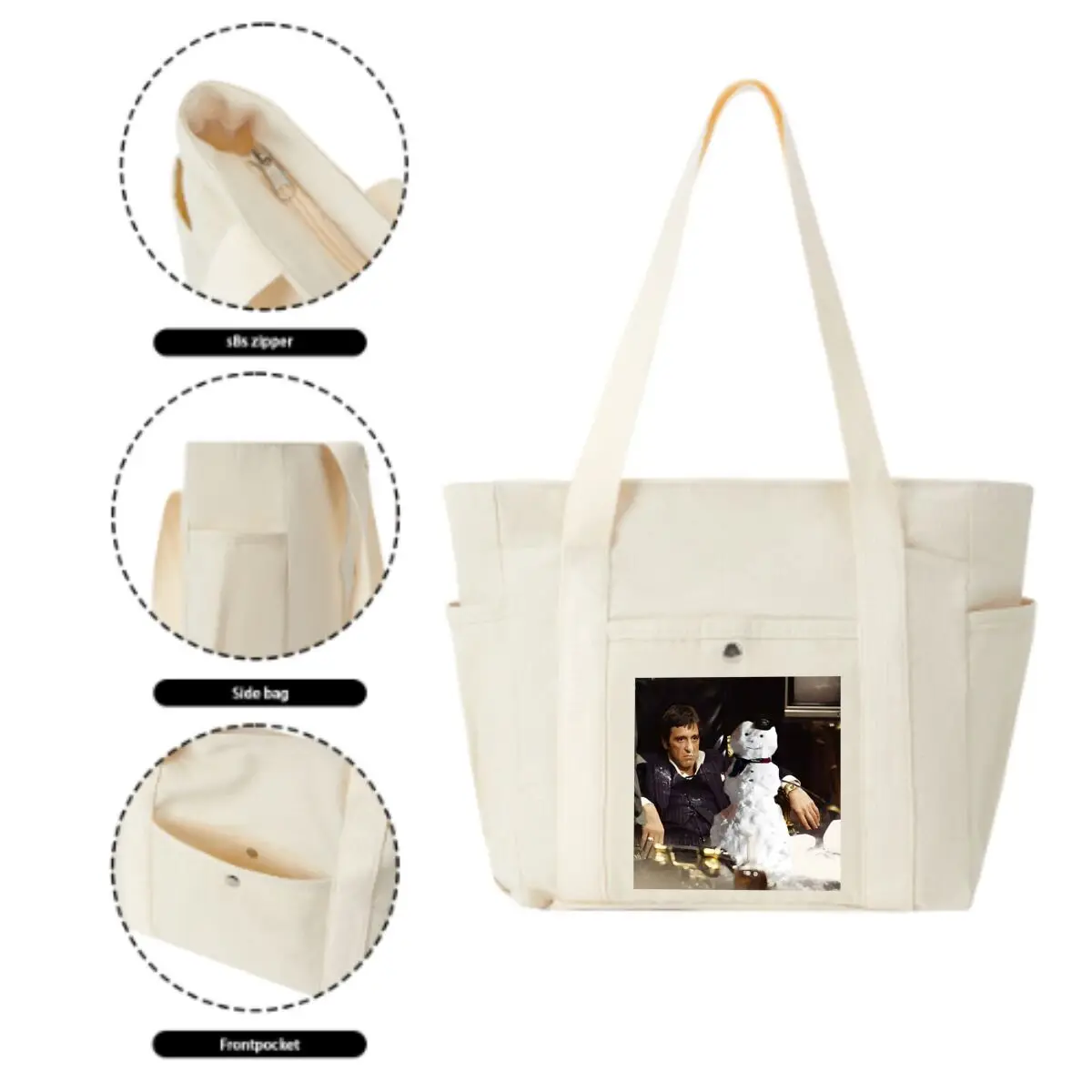 Snow Man Spreads Winter Joy Multiple Pocket Lightweight Foldable Design for Office Commute Shopping