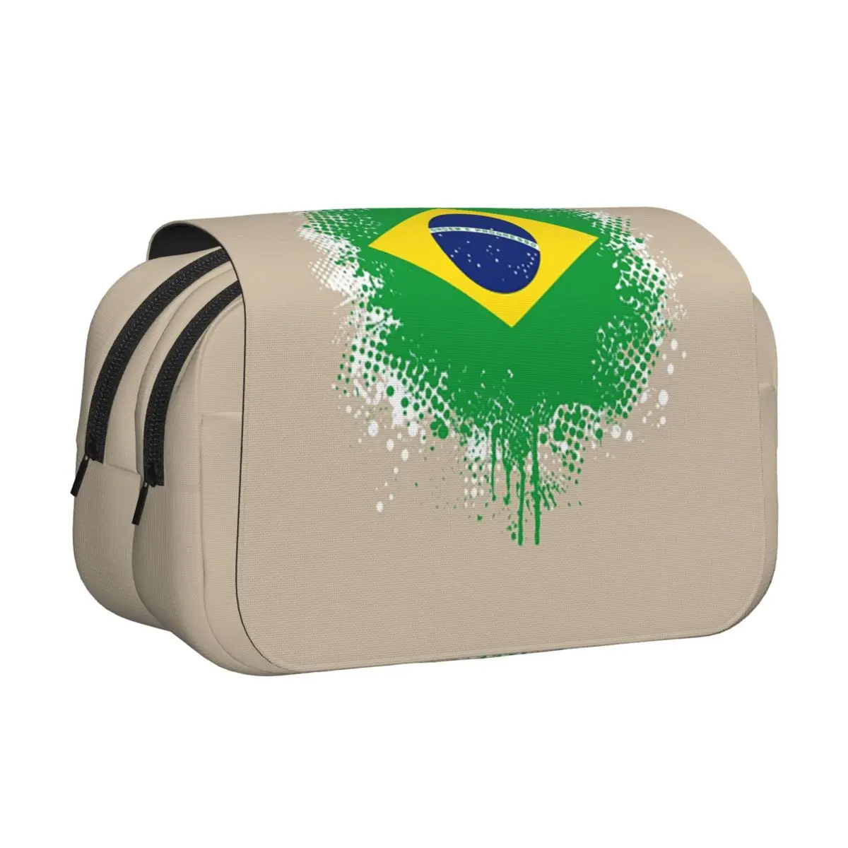 Flag Of Brazil - Splat Pencil Case Pencil Pouch Hard Shell Leather Big Capacity Pen Box Pencil Bag for Kids Gifts