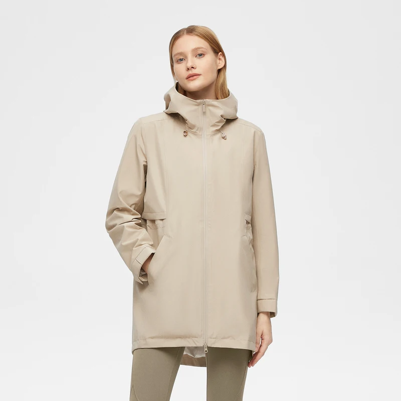 

BOSIDENG Women's Business Casual Jacket, Windproof & Breathable, Adjustable Hood, Slim Fit Design, Water-Resistant Outerwear for