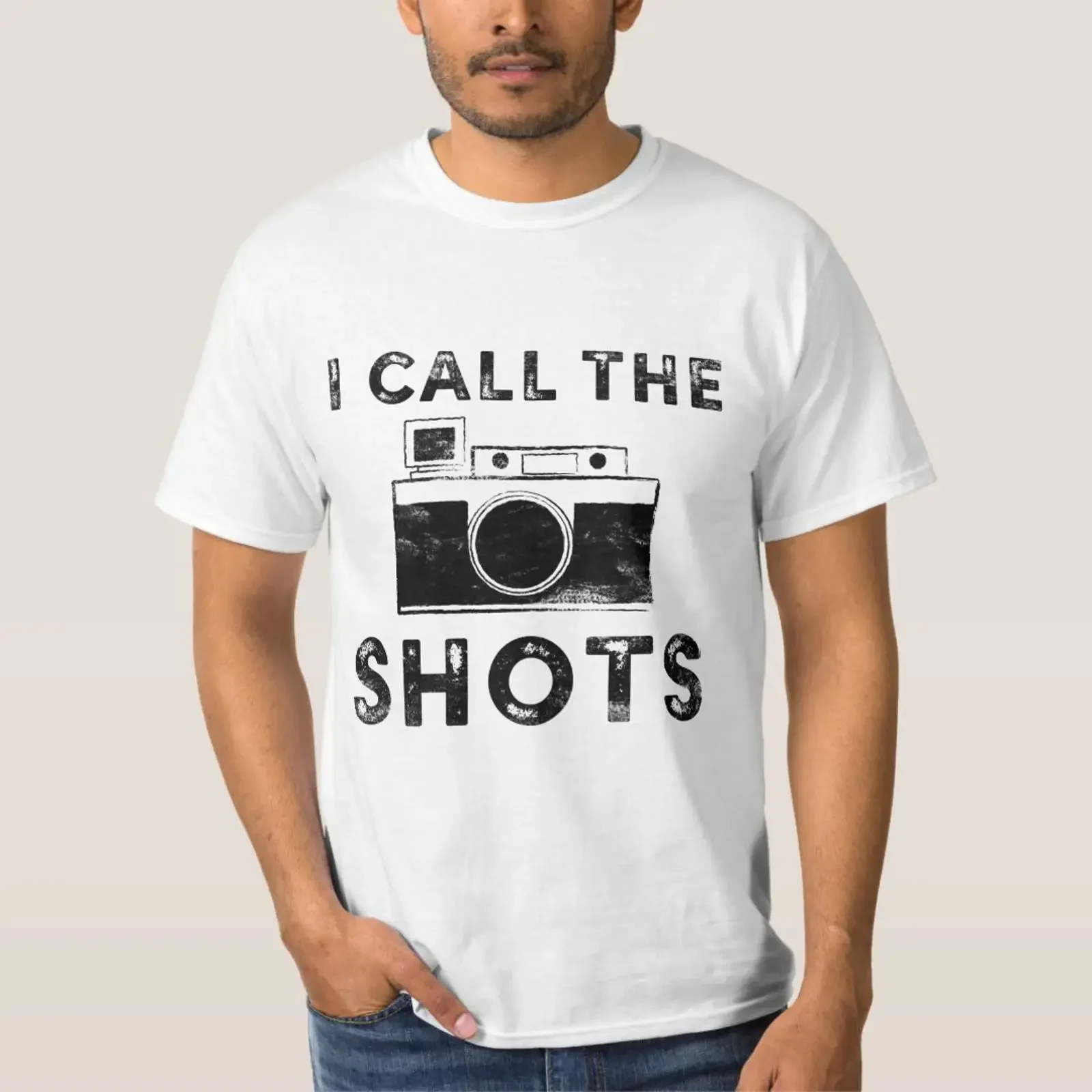 I call the shots Black Distressed Design T Shirt vintage Washed graphic Stretched fashion Casual streetwear Comfortable