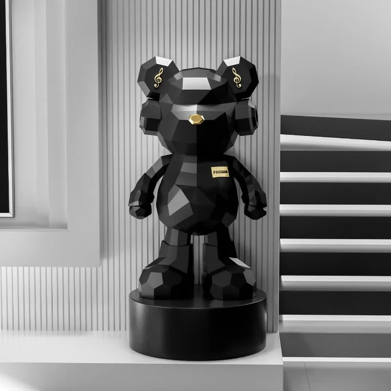 

Geometric Sliced Bear Sculpture Luxury Living Room Large-Size Piggy Bank Statue Animal Figure Resin Model Home Deco Accessories