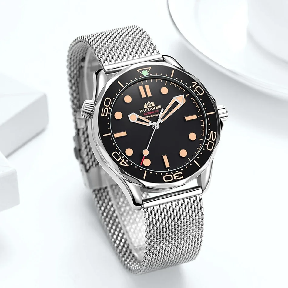 Automatic Watches for Men Mechanical Self Wind Net Stainless Steel Nylon Strap Luxury New Limited Reloj Hombre Baratos