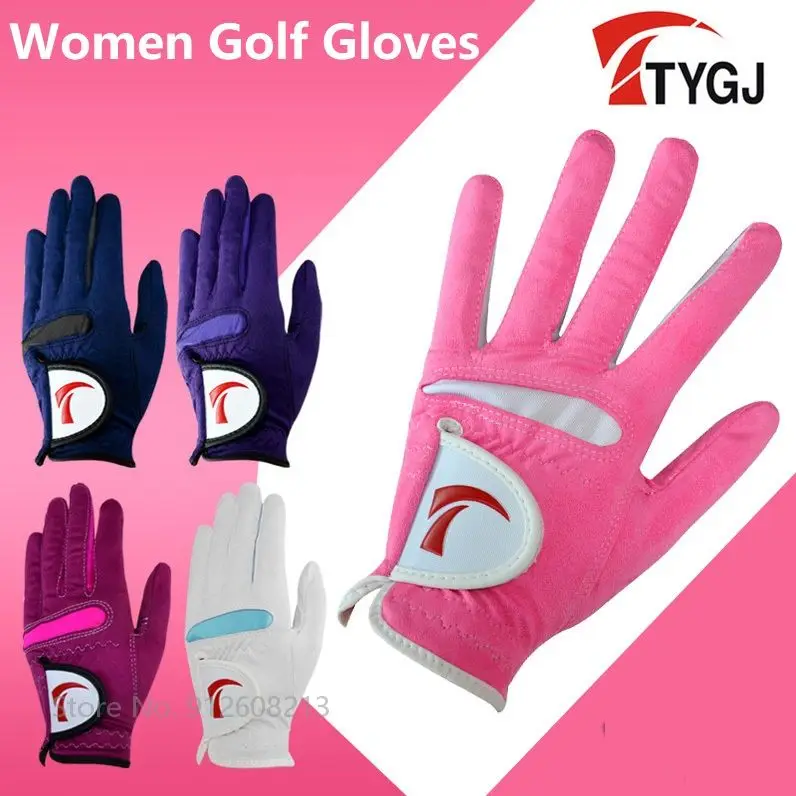 TTYGJ 1 Pair Female Breathable Golf Gloves Left and Right Hand Soft Golf Gloves Elastic Non-slip Sports Mitten Palm Protection