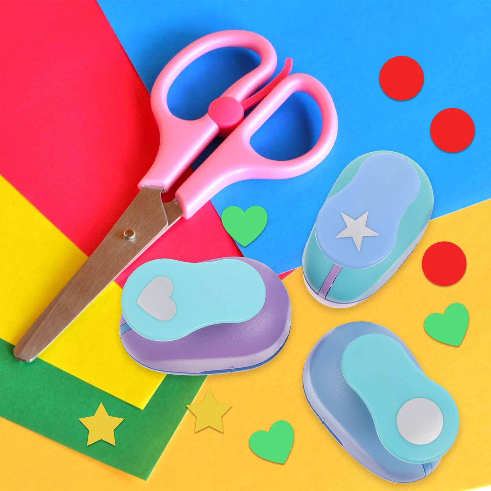 

3 Pcs Embossing Device Paper Puncher Heart Handheld Punches Punching Machine Hole Craft Puzzle Child
