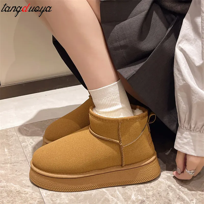 Winter plush Shoes snow boots Women Chunky Platform Ankle Boots Warm cotton shoes Confortable casual Short Boots women shoes