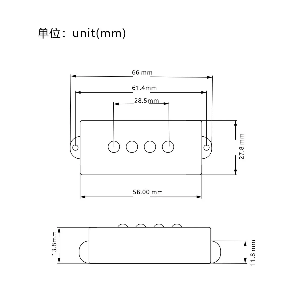 Новый комплект звукоснимателя Alnico 5 с открытым стилем PB Bass для 4-струнных басов