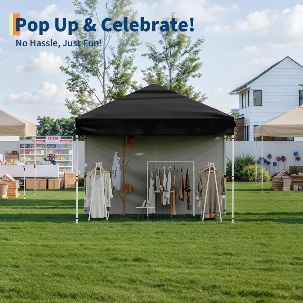 

10'x10' Pop Up Canopy Tent with 4Pcs Sidewalls, Portable Instant Commercial Canopy with 4 Stakes, 4 Ropes, 4 Sandbags for Farmer
