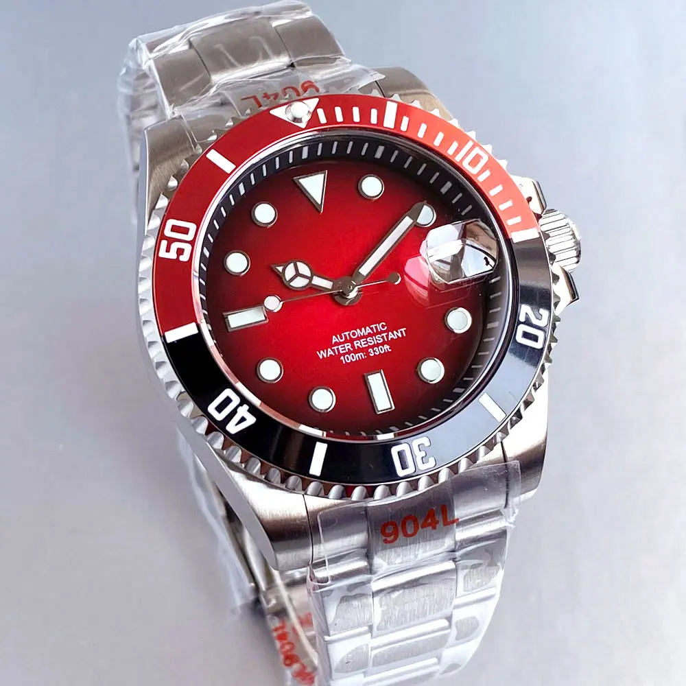 40mm Japan NH35A Mechanical Automatic Movement 20bar waterproof 120clicks Bezel Rejor red/blue/green/yellow dial Luminous Marks