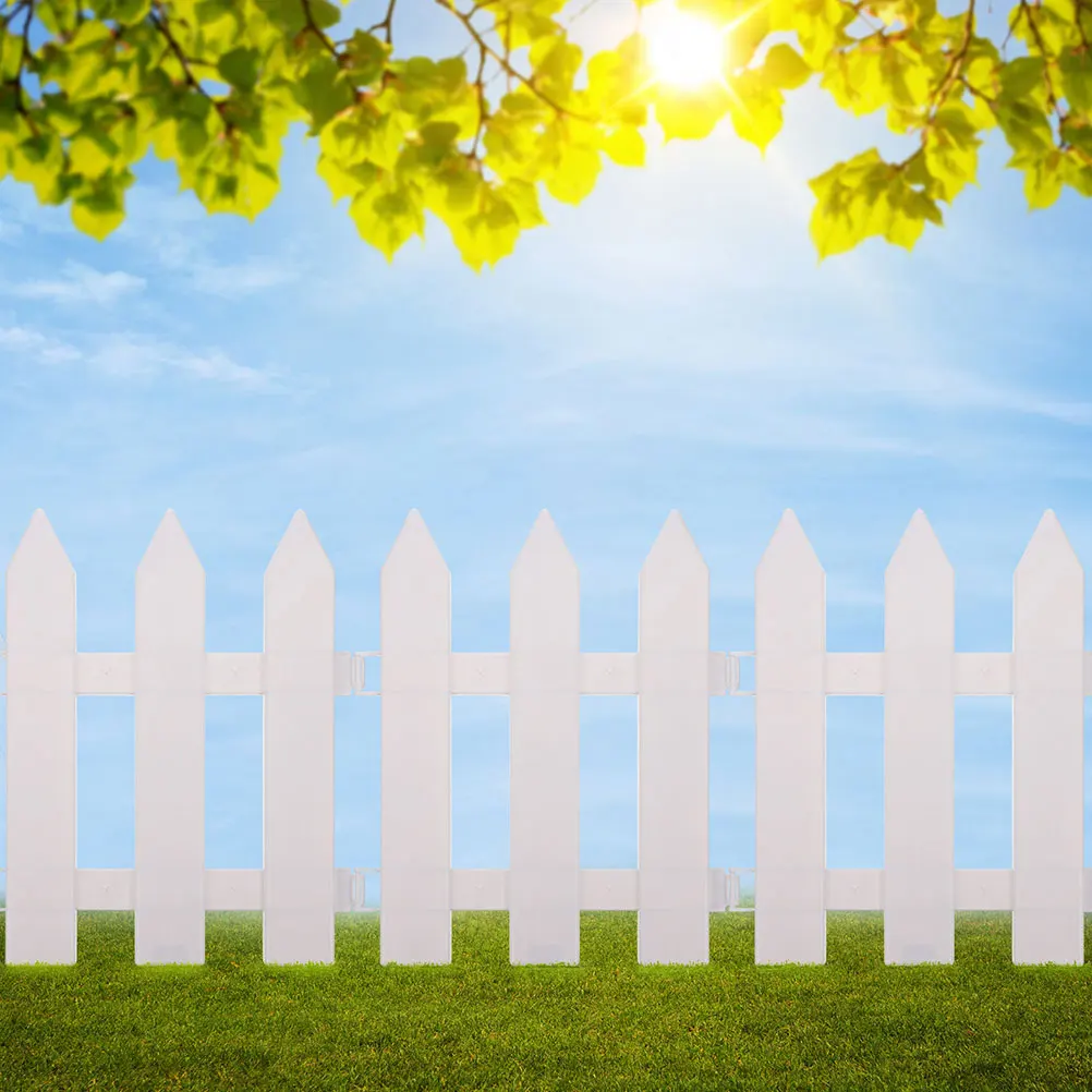 

5 Sets White Plastic Garden Fence 25L 30H Ground Stakes Easy Connection DIY Decor Lawn Borders Picket Fence Scene Adornment