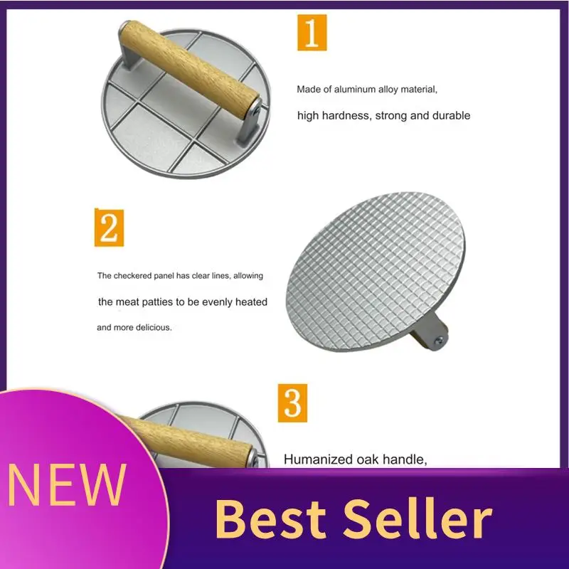 Grill Press, Heavy Duty Multi Functional-Meat Press, Sandwich & Bacon Press-Burger Press Patty Maker For Kitchen Round-B Durable