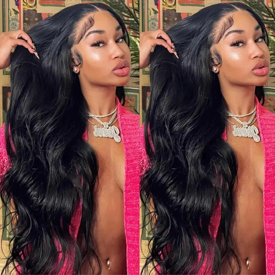 Rosabeauty HD Body Wave Nature Color 13X6 Transparent Lace Frontal Wig 13X4 Front Human Hair Glueless Wig 250 Density