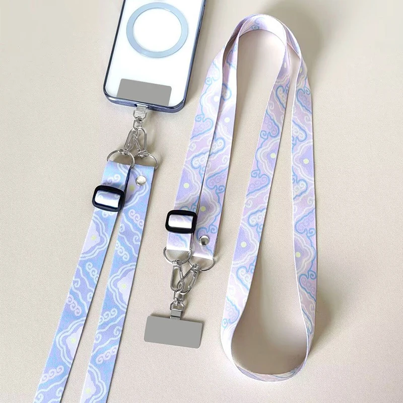 Mobile Phone Clip Antilost Retro Pattern Strap Crossbody Long Straps Adjustment Length Hanging Universal Neck Lanyard