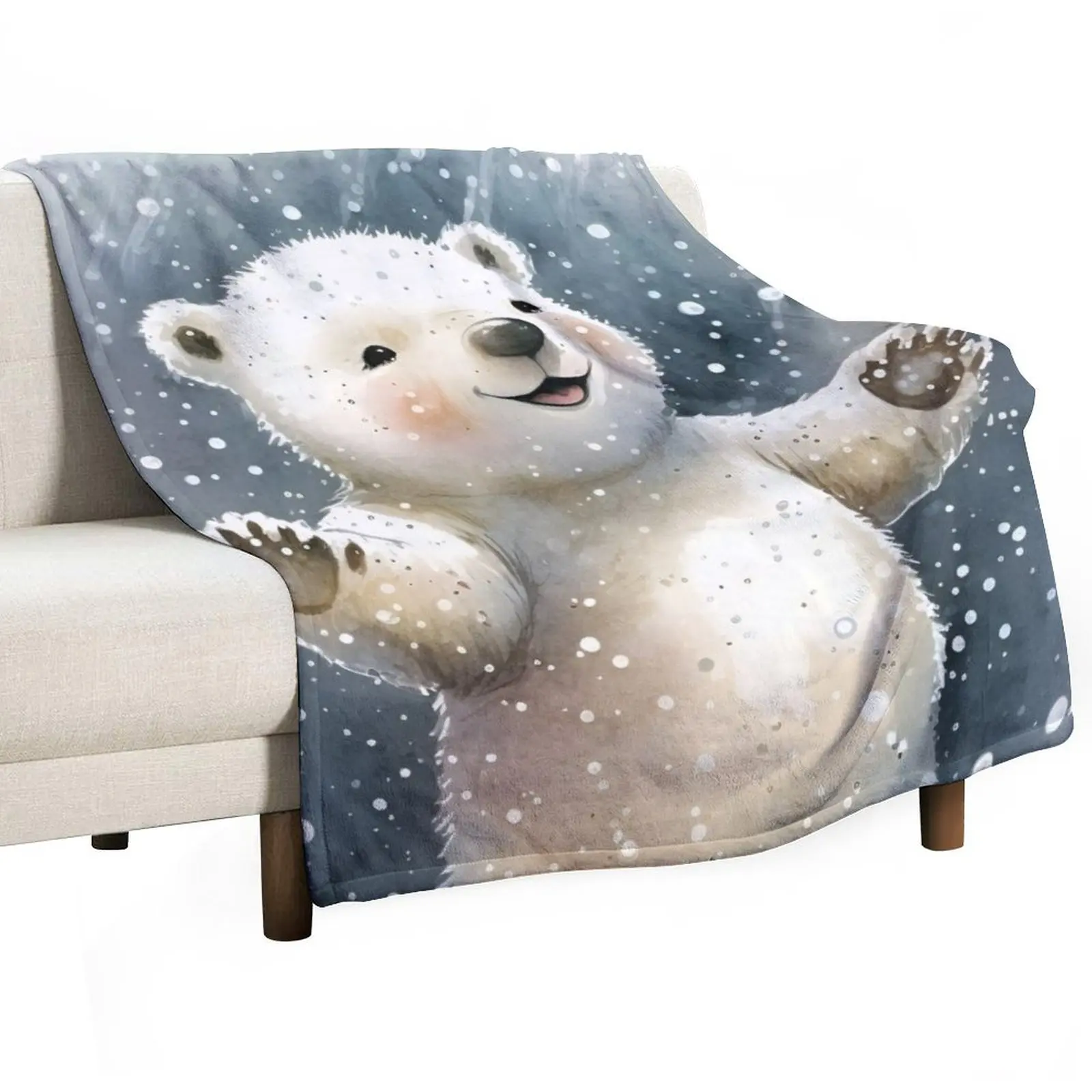 

Happy Polar Bear Throw Blanket Soft Plush Blanket as Housewarming Gift