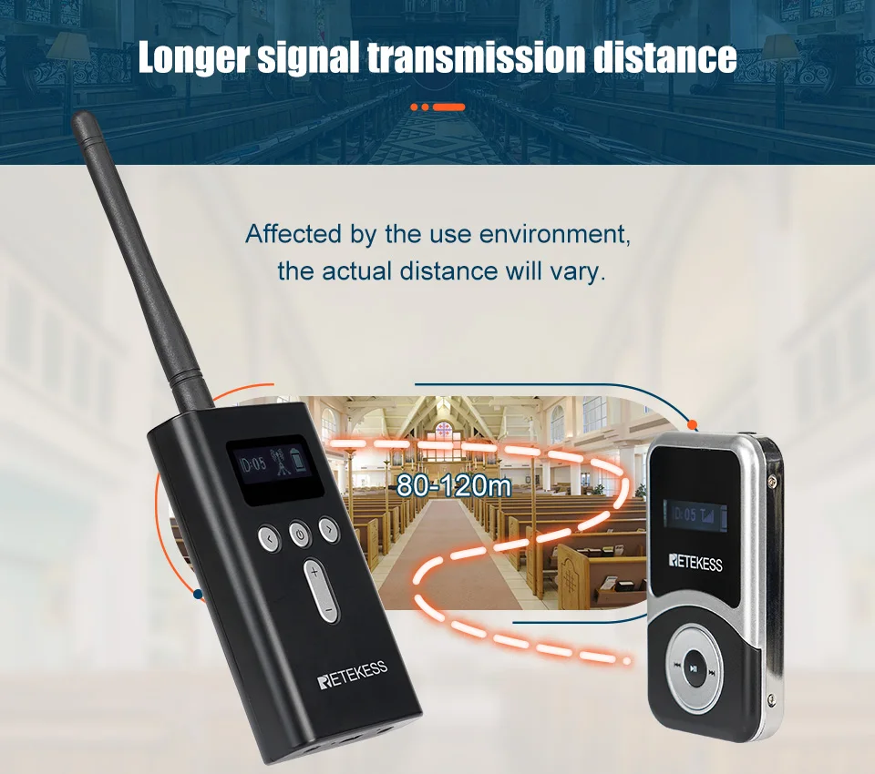 Retekess T130S Tour Guide System Audio Guide, 2. Generation T130 Mic Long Standby Transmitter Empfänger Radio Guide für Tourentraining – Detail 5